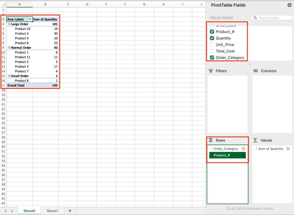 excel pivottable example 2