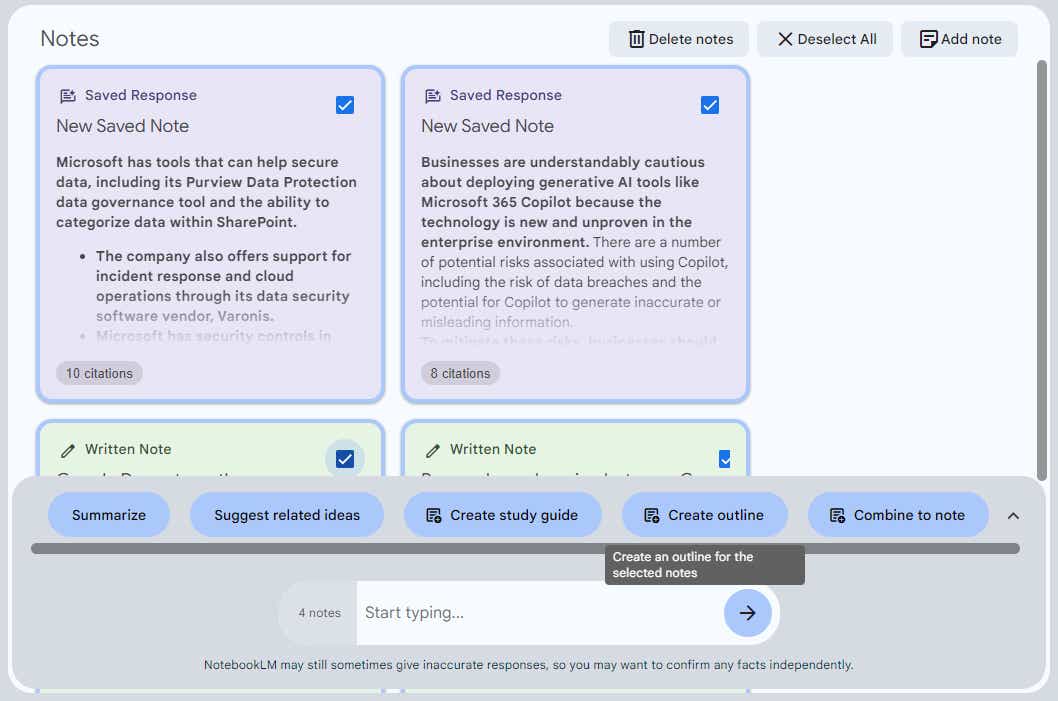 google notebooklm 11 note suggestions