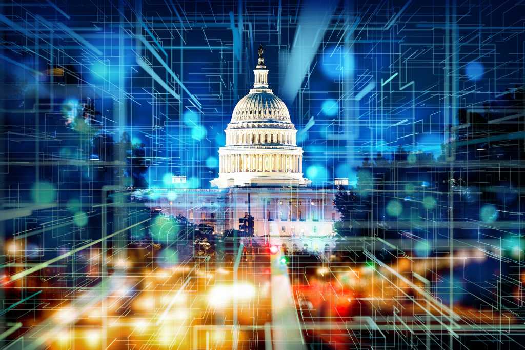 USA / United States Capitol Building / Congress / abstract digital infrastructure