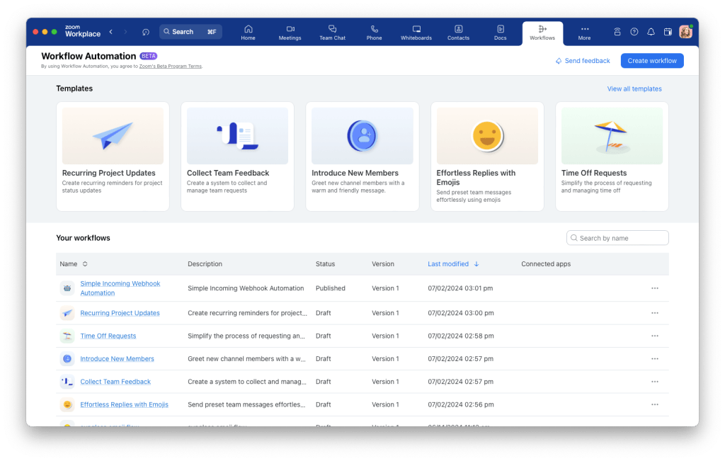 Zoom workflow automation