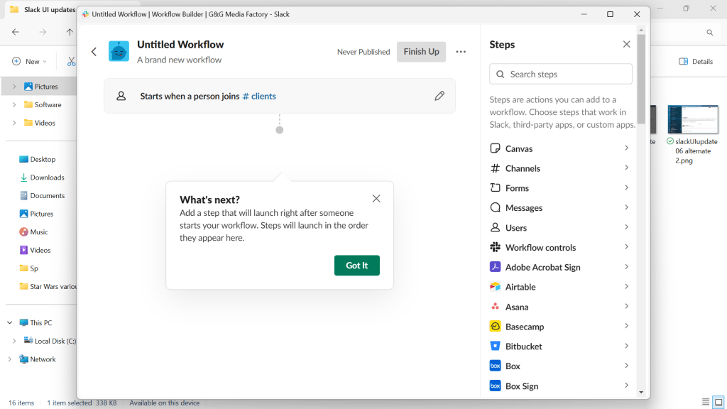 workflow builder in slack