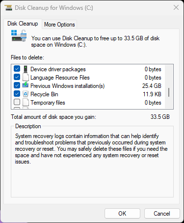 disk cleanup utility in windows 11