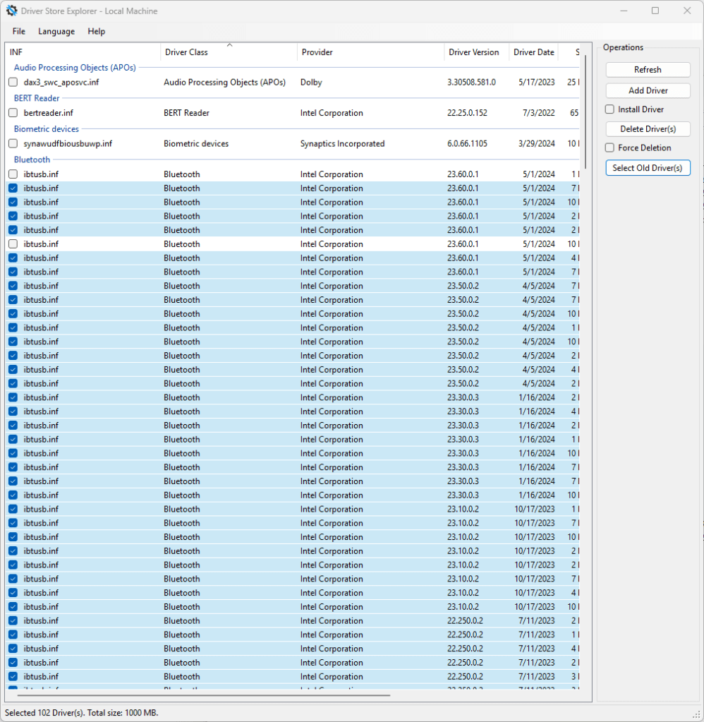 viewing old drivers with rapr.exe