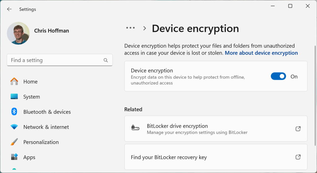 Windows device encryption